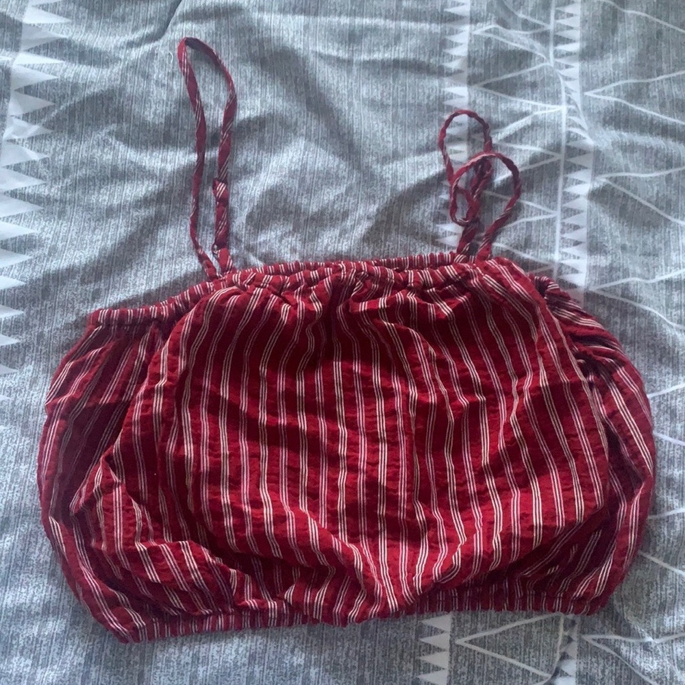 American Eagle Red and White Tank Top
